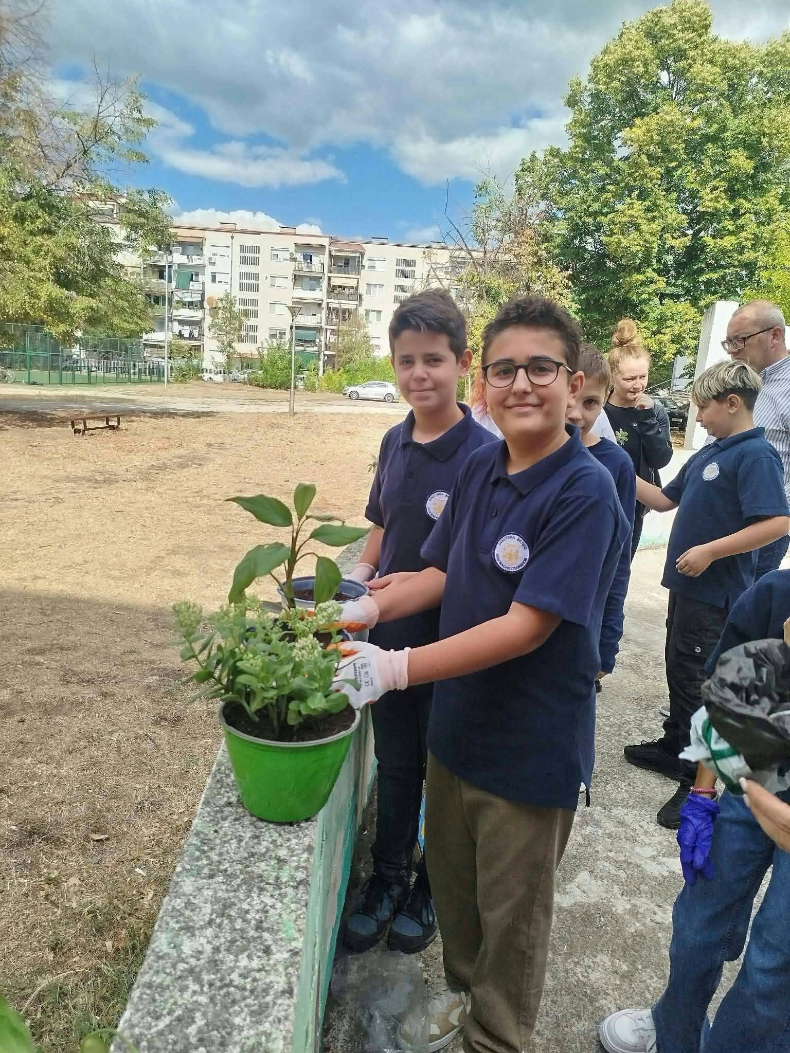 Students outdoors during the project activity